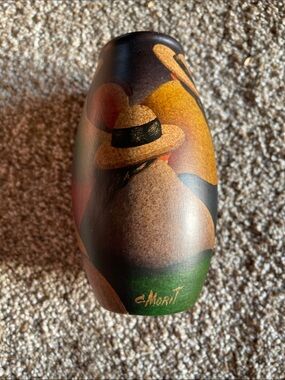 vintage Peruvian hand-painted terracotta vase